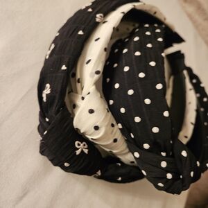 Polka Dot Headband Set - Black and White